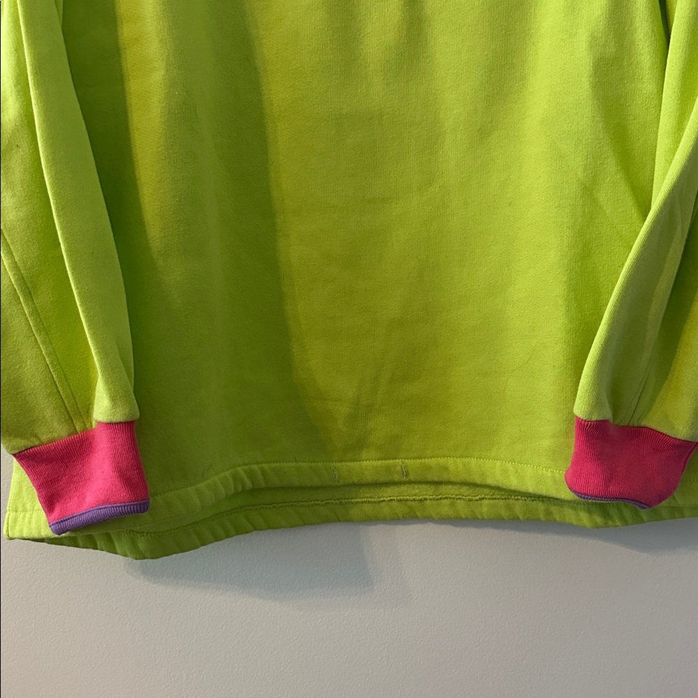 Vibrant Green and Pink Quarter-Zip Pullover - Picture 6 of 6